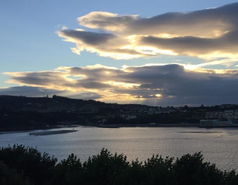 View from living room of setting sun