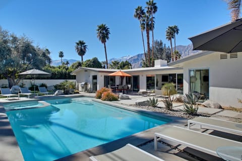 Private backyard with pool and spa