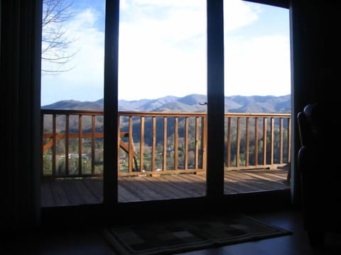 Mountain view from the Family Room through the glass doors 