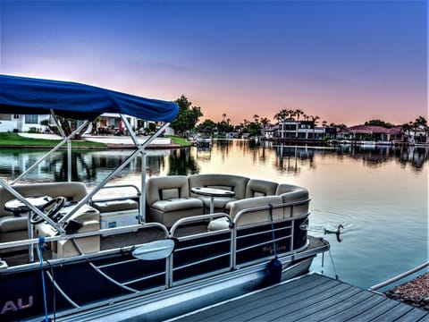 Cruise the lake in this beautiful pontoon boat included with your rental.