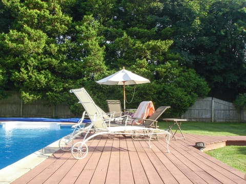Swimming pool is the highlight of the home. Big shallow end and 8.5 ft deep end.