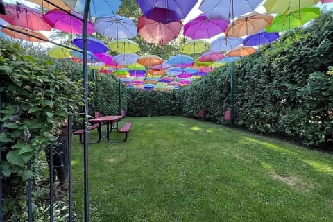 Seasonal Umbrella Garden Gathering Area