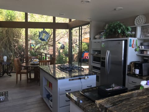 looking into the kitchen