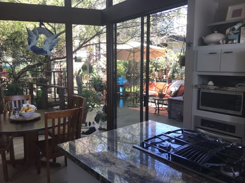 kitchen looking out to the garden deck