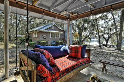 Swinging bed for afternoon nap.