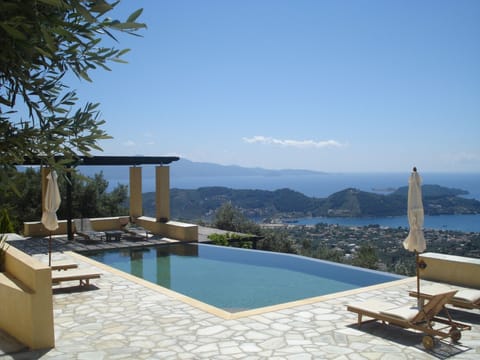 South eastern view of pool and Skiathos town