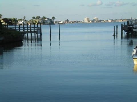 On dock looking down canal