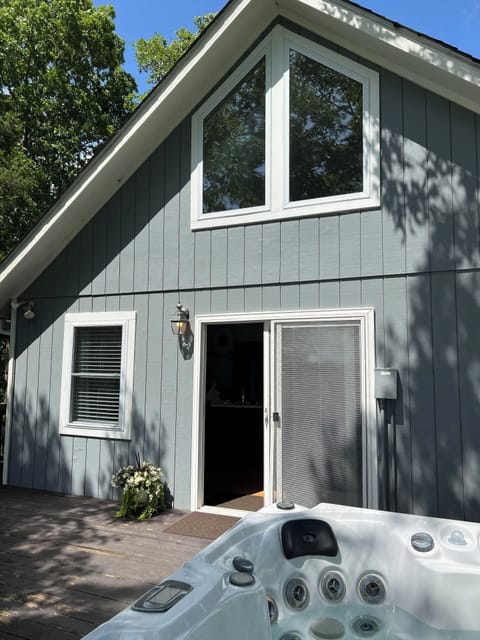 Exterior with sliding french doors 