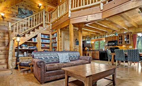 The staircase leading to the loft area