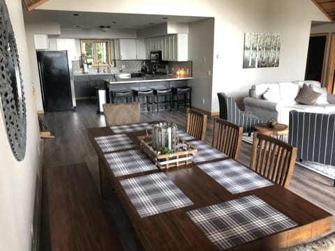 Large dining table seats 8.