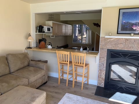 View from living room toward kitchen