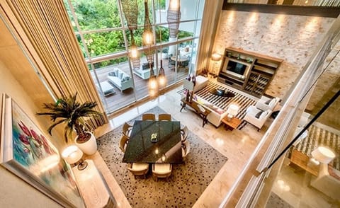 View of Main Living Room and Dining Room from upper Level