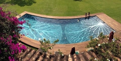 A landscape view of the pool