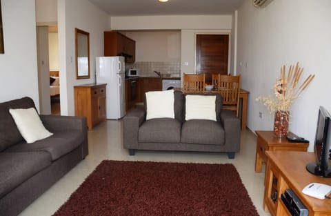 View through the open plan apartment.