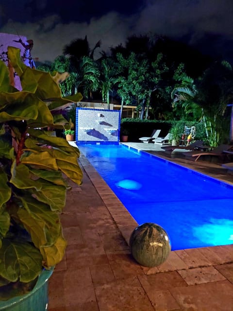 Gorgeous night setting at the pool