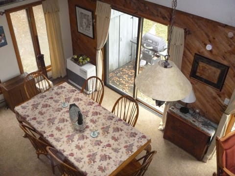 Dining Room Table, additional leaf available with folding chairs, easily seats 8