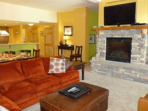 Gas fireplace helps keep you warm and cozy.