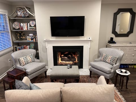 Living room with gas logs