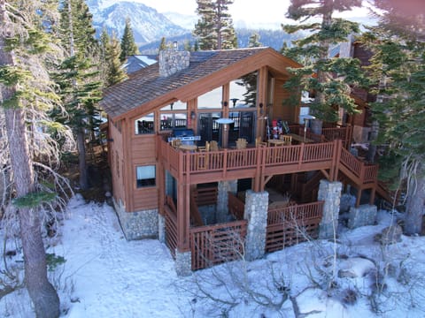 View from Little Eagle chair lift. Hot tub on bottom deck. 