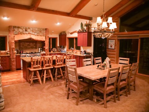 Dining room table that extends to seat 12 people.