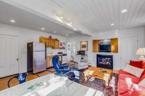 A warm and cozy fire to reminisce about your shopping in Newburyport's unique boutiques.