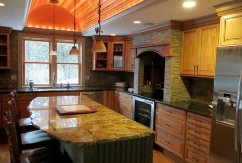 A spectacular kitchen with river views, high end appliances and cookware.