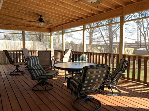 Spacious covered screened-in porch.