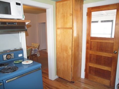 Kitchen ....back door to back porch with mini frig for outdoor beverages