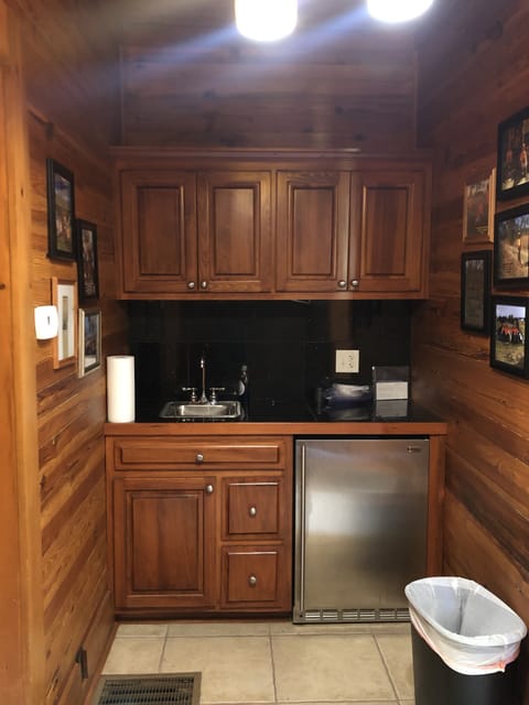 We have this little kitchenette. Sip some coffee in the quiet and enjoy