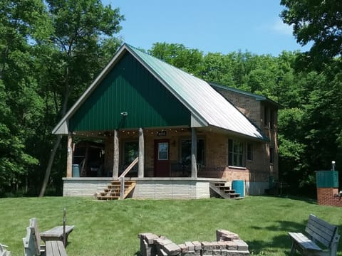 Cabin view from the fire pit. 