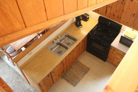 Looking into the kitchen from the east loft
