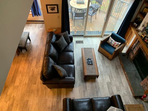 Main floor living room, deck