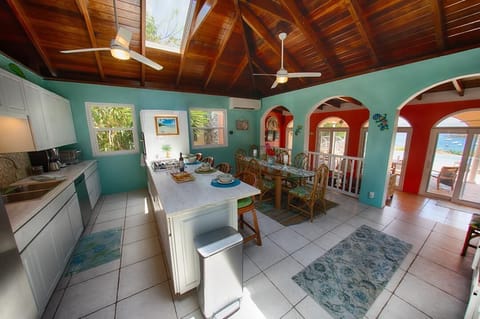 Open Kitchen and Dining area with views toward the bay.