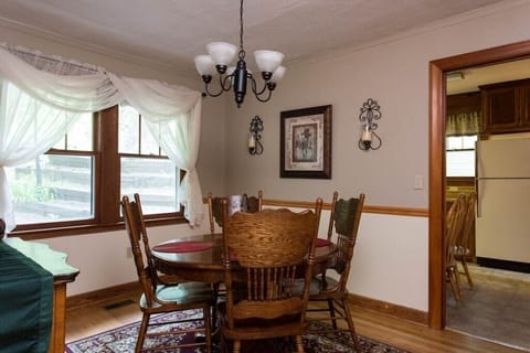 Just past the dining area is the kitchen