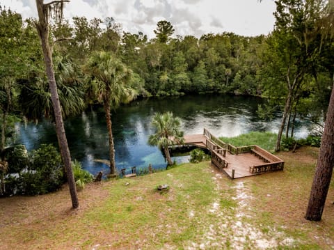 Large dock and launching ramp for kayaks and tubes