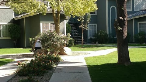 Upon entering front parking area straight backto unit in center of complex area.