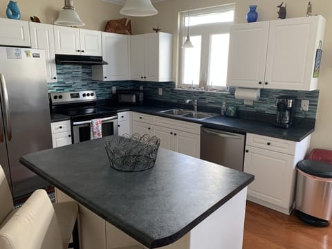 Recently added backsplash in the kitchen.