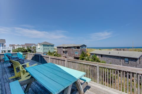 Enjoying the upper deck and ocean view.