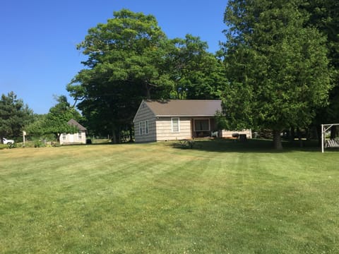 View from the shore to the cottage 