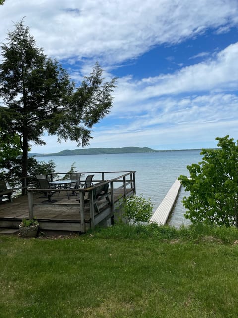 Private dining deck overlooking Big Glen Lake