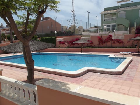 View of pool area from the apartment garden.