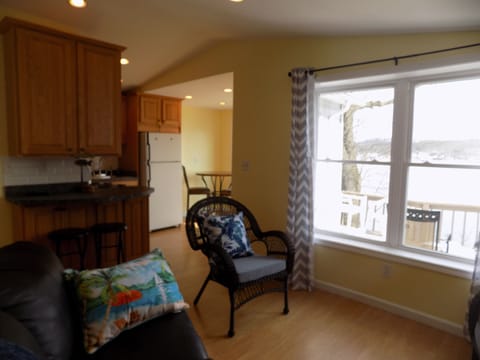 A cozy living space overlooking the lake.
