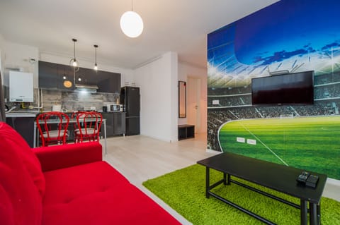 The coomon space with extensible sofa great for 2 and tv flat with Netflix