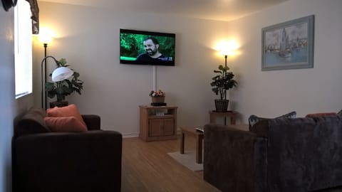 living room with 50 inch internet tv