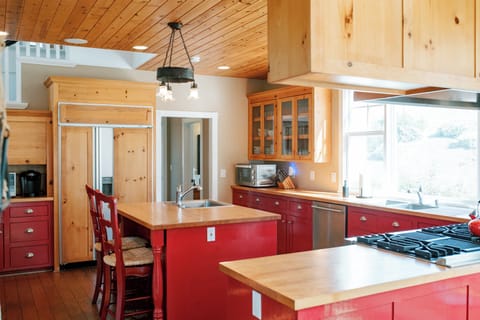 Main House Kitchen with Wolf Appliances, Island, Coffee Bar and Double Sinks