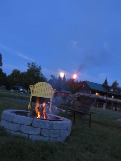 fire pit, view of owner's residence/lodge
