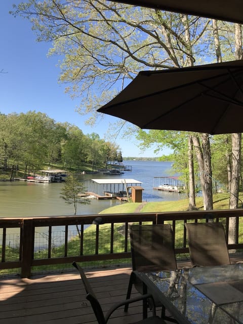 View from the deck and the wall of windows in the house