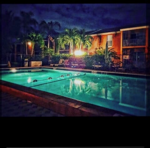 Night time Pool area 