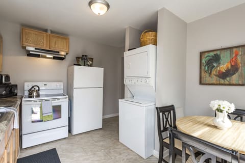 The full kitchen is well-equipped for your use.