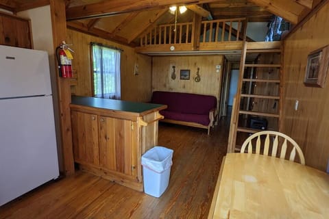 "Ole Pete" tiny home cabin #14 accommodates up to 4 guests. 